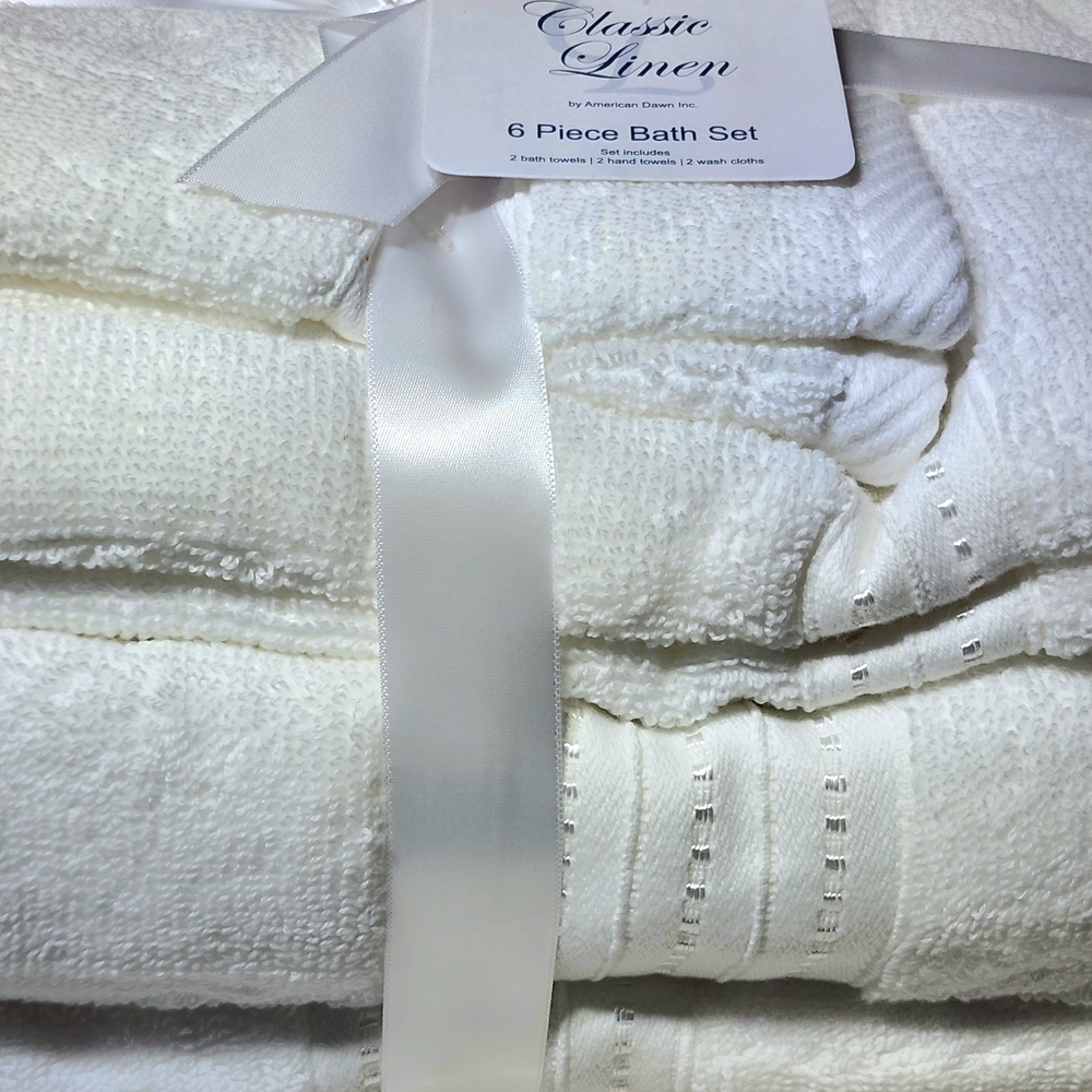 Luxury White 6 Pc Towel Set New With Tags - Picture 3 of 8